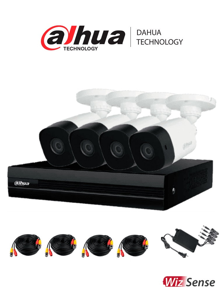 DAHUA KITXVR1B08-I-2MP4CP - Kit de 8 Canales 2 Megapixeles/ con 4 Camaras/ DVR Cooper-I WizSense/ Con IA/ H.265+/ 4 Camaras B1A21 1080p/ 8 Canales - DAHUA KITXVR1B08-I-2MP4CP - Kit de 8 Canales 2 Megapixeles/ con 4 Camaras/ DVR Cooper-I WizSense/ Con IA/ H.265+/ 4 Camaras B1A21 1080p/ 8 Canales -